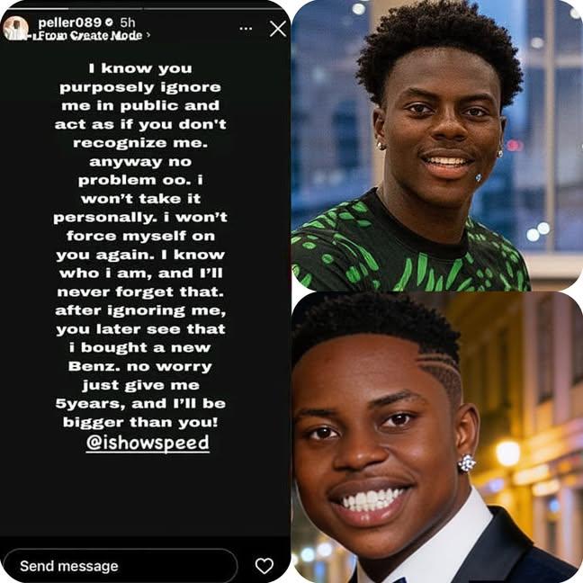 Laddylikeme's tweet photo. Peller to ishowspeed;
Peller just challenged ishowspeed,
Stating to give him just 5 years and he'll be bigger than him... ๐ค๐
Dudes gonna be innit this time around 4real.... #pellerisback #ishowspeed https://t.co/ayHSUkzI1b