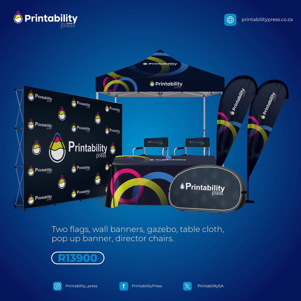 PrintabilitySA's tweet photo. Stand out at every event with our all-in-one branding solution. 
Gazebo , Banners, Director  chairs  ,Wall Banners and Flags.

Visit or Contact Us:
📍 187 Albertina Sisulu Road, New Doornfontein, Johannesburg, 2094
📧 sales@printabilitypress.co.za
Tel: 087 265 5028 |068 488 0811 https://t.co/1HZMRXTVkr