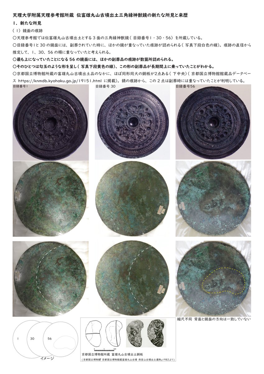 RT @riocampos: >RT 天理参考館蔵の伝富雄丸山古墳の鏡表面に付いてる
