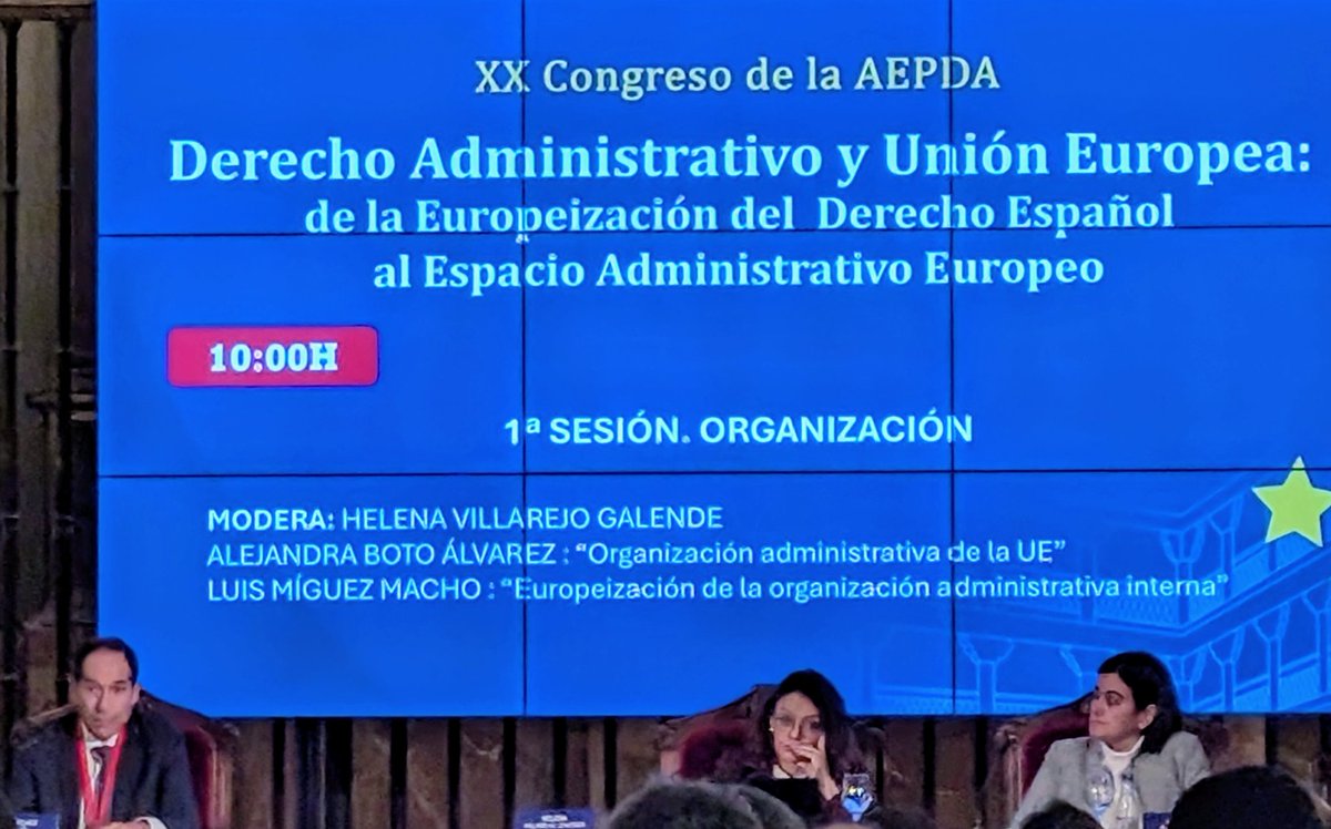 En el XX Congreso de la <a href="/aepda/">AEPDA</a>, intervención de Luis Mínguez Macho sobre la europeización de la organización administrativa interna, en el marco del Espacio Administrativo Europeo. Debate preciso y bien articulado en la 1.ª sesión de organización