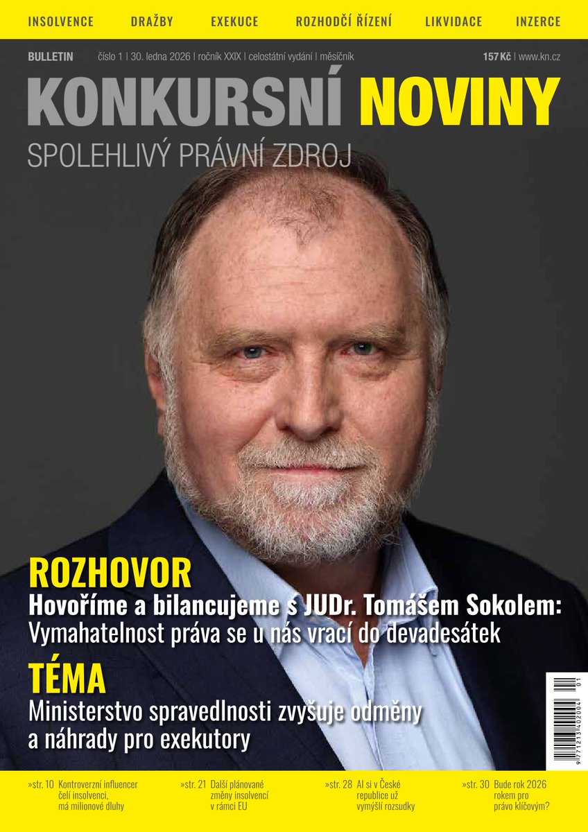 📰 Vyšlo nové vydání Bulletinu Konkursních novin.

🔒 Dostupné pouze pro předplatitele.

👉 kn.cz/predplatne/