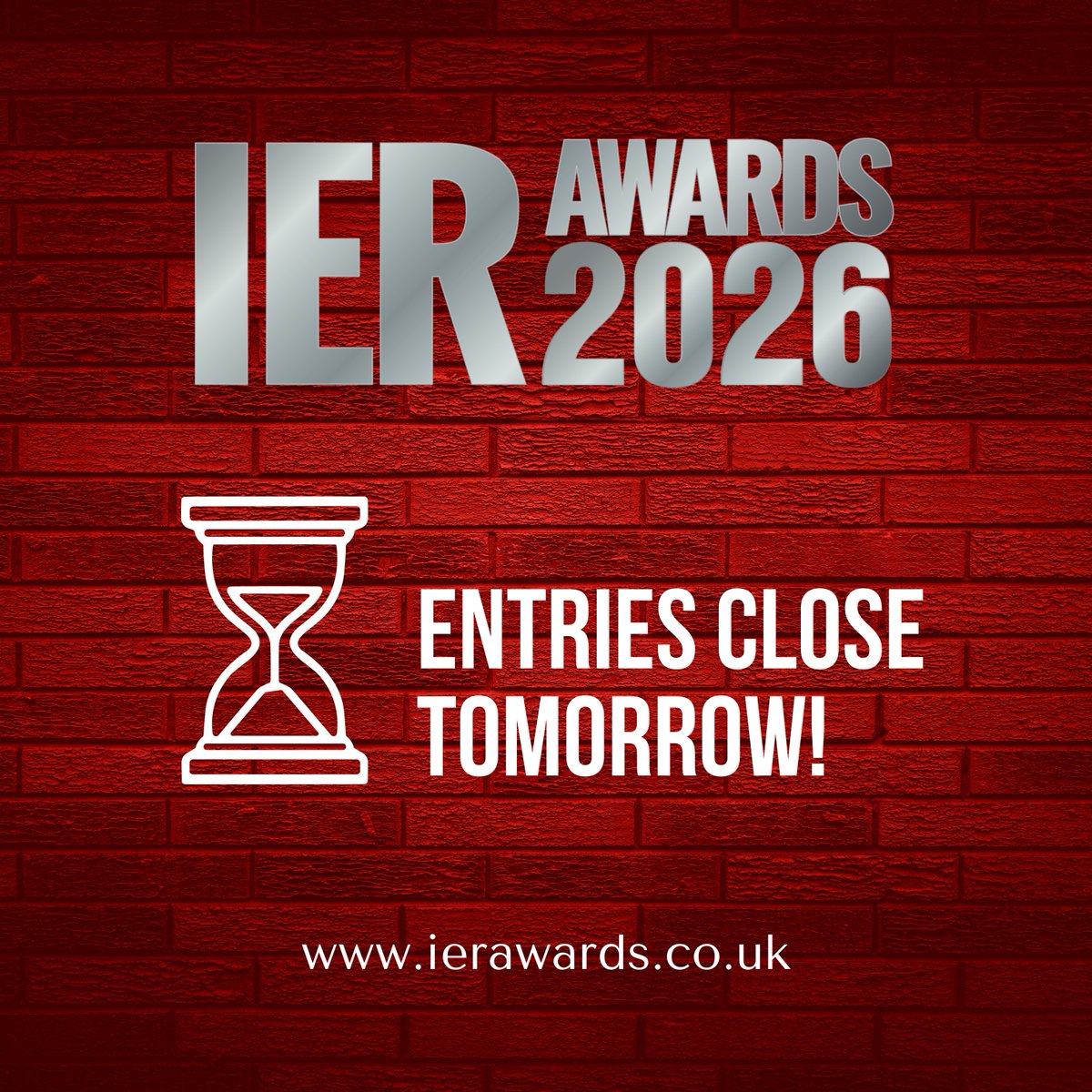 Entries close tomorrow ⏰

What are you waiting for? Submit your entry before it’s too late.

🔗 ierawards.co.uk/enter/