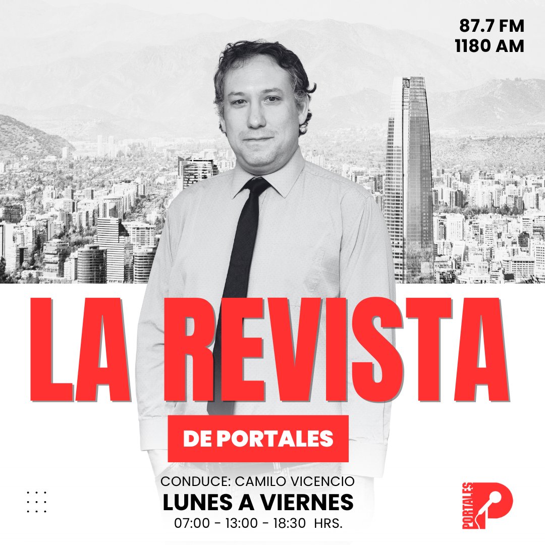 AL AIRE | Las informaciones de Chile y el mundo, en 30 minutos, junto al periodista Camilo Vicencio en La Revista de Portales en #LaPrimeraDeChile.

Escúchanos en vivo: radioportales.cl/sitio/portales… - 87.7 FM y 1180 AM.
