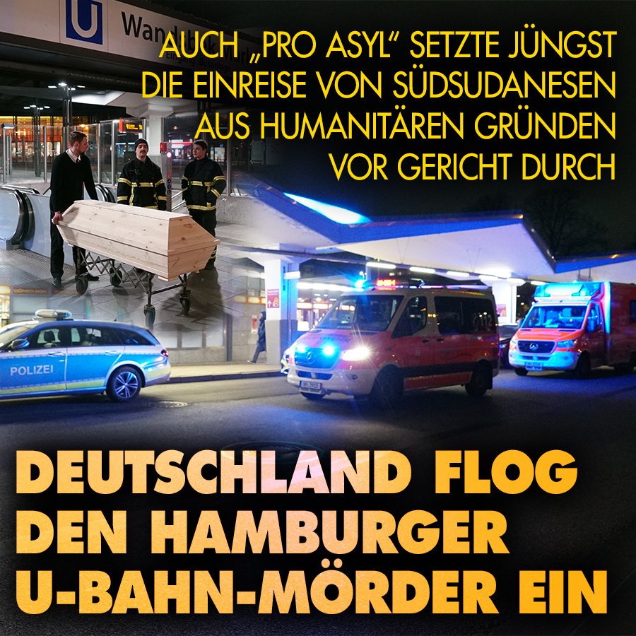 Der Täter von Hamburg kam über ein ähnliches Programm nach Deutschland wie die Südsudanesen, für die „Pro Asyl“ geklagt hatte. nius.de/gesellschaft/n…