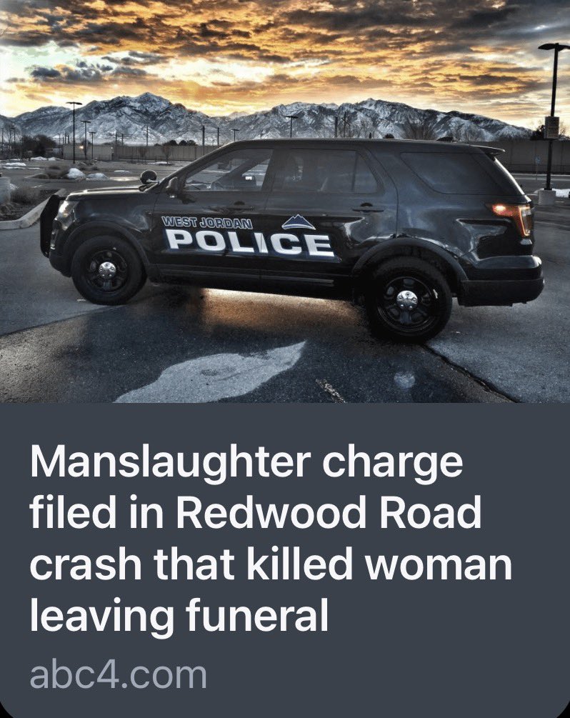 DEADLY CRASH — REDWOOD ROAD🚨

Gov. Gary Herbert, is this what you had in mind when you begged to resettle more to Utah?

FACTS:

- A 66-year-old woman was killed
- She was leaving her mother’s funeral
- Driver identified as Emmanuel Flores-Hernandez, a Mexican national living in