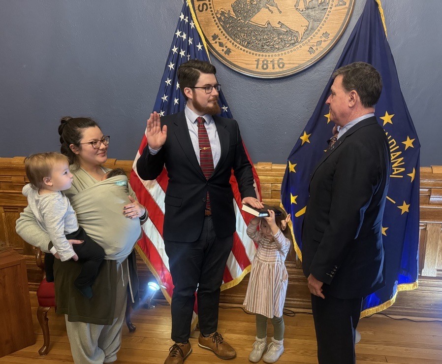AGToddRokita's tweet image. Heartwarming moment to have the best little helper swear in our newest deputy attorney general yesterday. With David's family by his side, they proudly watched him pledge to serve Hoosiers with a servant's heart. Moments like these remind us why public service matters!