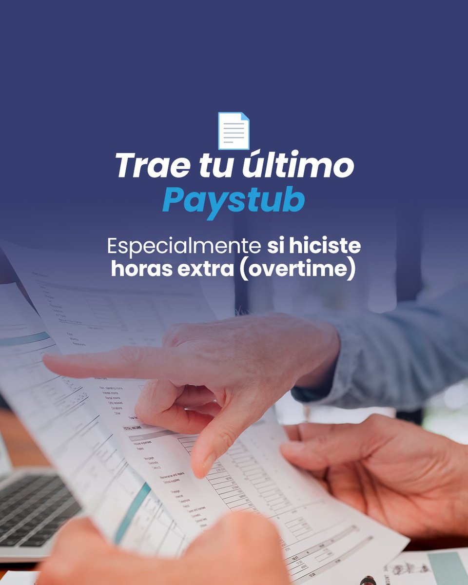 AtaxWPB's tweet photo. Si trabajaste overtime, no te confíes solo del W-2 👀

👉 Traer tu último paystub es clave para confirmar que tus horas extra estén correctamente reflejadas.
Un pequeño detalle puede hacer una gran diferencia en tus taxes.

💡 Más información = menos errores. https://t.co/a3jS7yBcnq