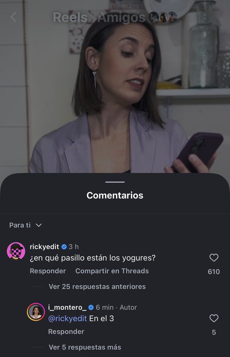 Me hace gracia que la “insulten”diciéndole q ha trabajado, algo q no se puede decir de Ricardo😔