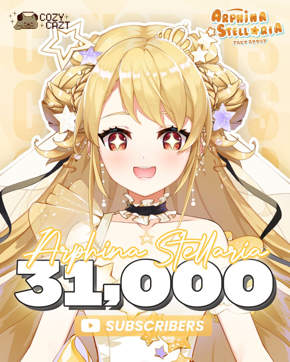 Congrats untuk 31K subs, Phwip!🔥
<a href="/arphinastellar/">Arphina Stellaria⭐CCZ</a> 

Semoga semakin sukses, semakin asik dan pastinya tetap semakin kuning🍌

Pokoknyaa, keep shining and growing yaaa😍

#CozyCazt #Vtuber #VtuberId