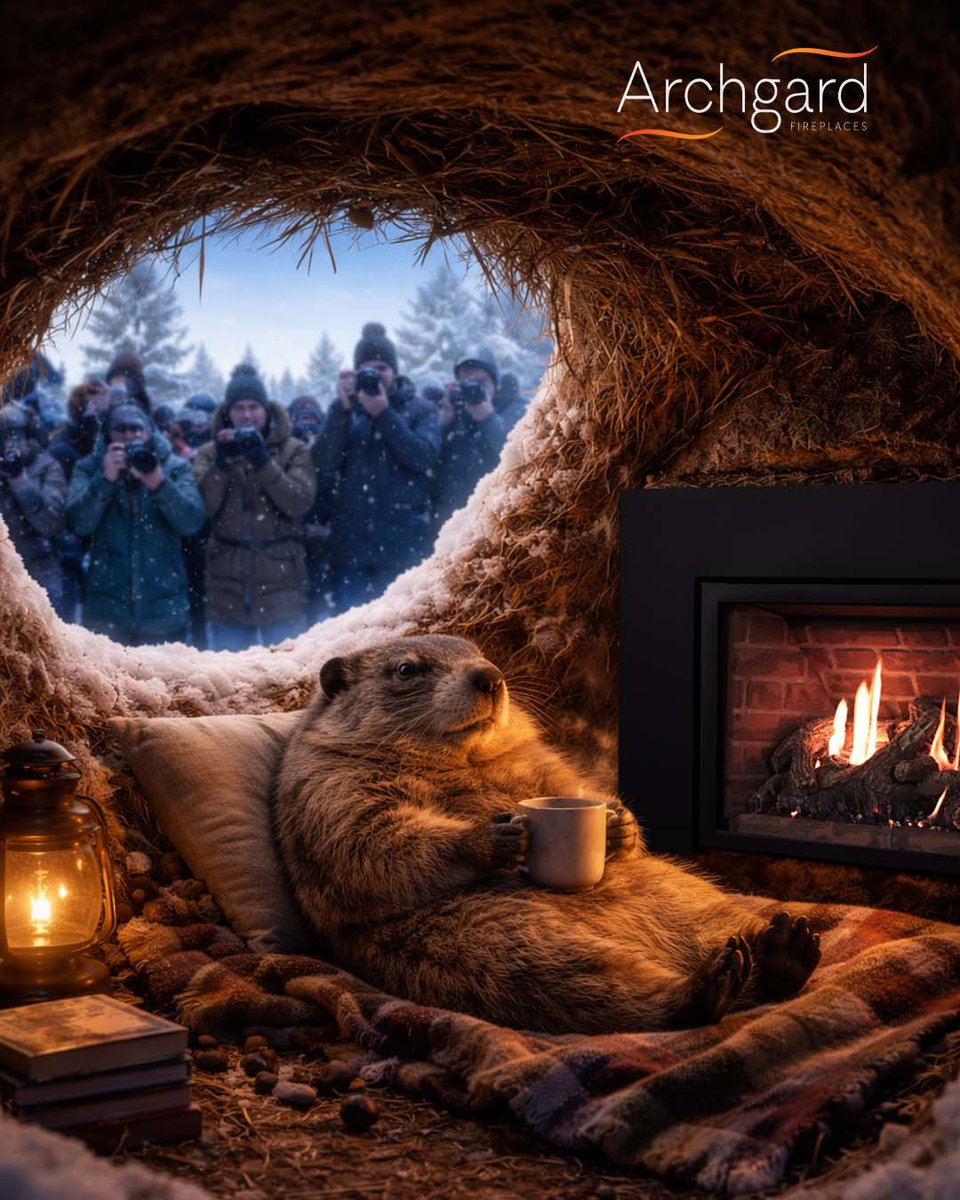 Archgard1's tweet photo. It's Groundhog Day, again... and again we must apologize if nobody makes an appearance. 
Can you blame them? Have you looked outside? 
It's better by an Archgard fire!

Fireplace : Chantico 31
See more at https://t.co/4NuUuT56If

#PassionForTheFire #groundhogday #CanadaMade https://t.co/HSCV7hvTUg