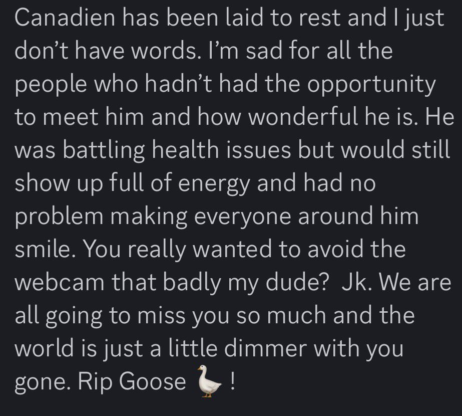 Been trying to think of words to say in a situation where words aren’t even good enough. <a href="/EhCanadien_/">EhCanadien</a> Hug Klass for us!