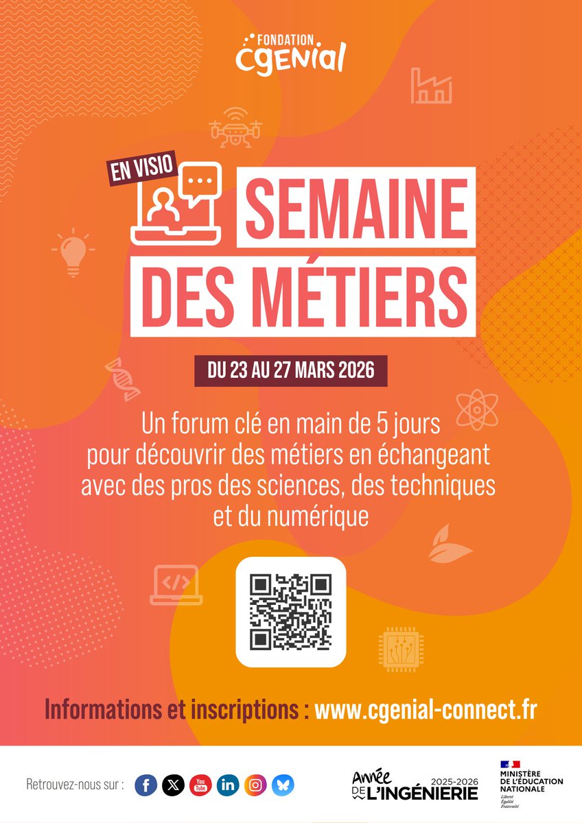 Fond_CGenial's tweet photo. 🤩Les inscriptions pour la Semaine des métiers sont ouvertes ! Rendez-vous dès maintenant sur notre plateforme CGénial Connect pour inscrire votre classe à une rencontre interactive avec un professionnel.
#CGénial https://t.co/BICKSqMyw9