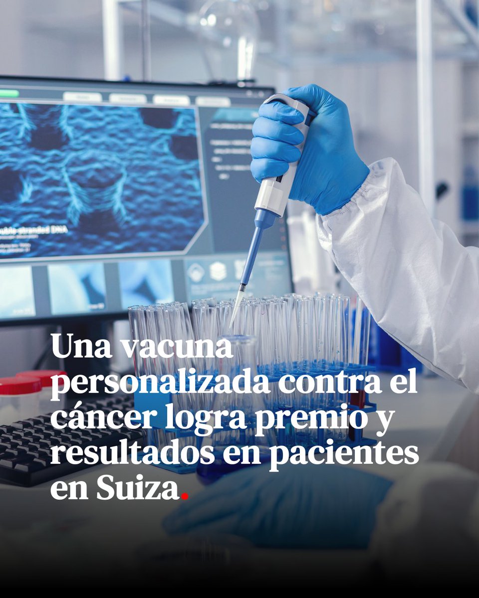 Una vacuna personalizada contra el cáncer logra premio y resultados en pacientes en Suiza 🇨🇭

Los ensayos iniciales muestran avances, pero aún faltan pruebas a mayor escala.

crnnoticias.com/vacuna-suiza-p…