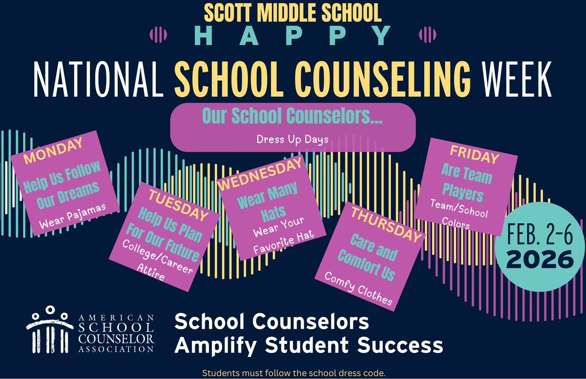 Join us in celebrating our counselors, Kally Branson and Brooke Morrison, with some fun dress up days for National School Counseling Week! Starting Monday!
