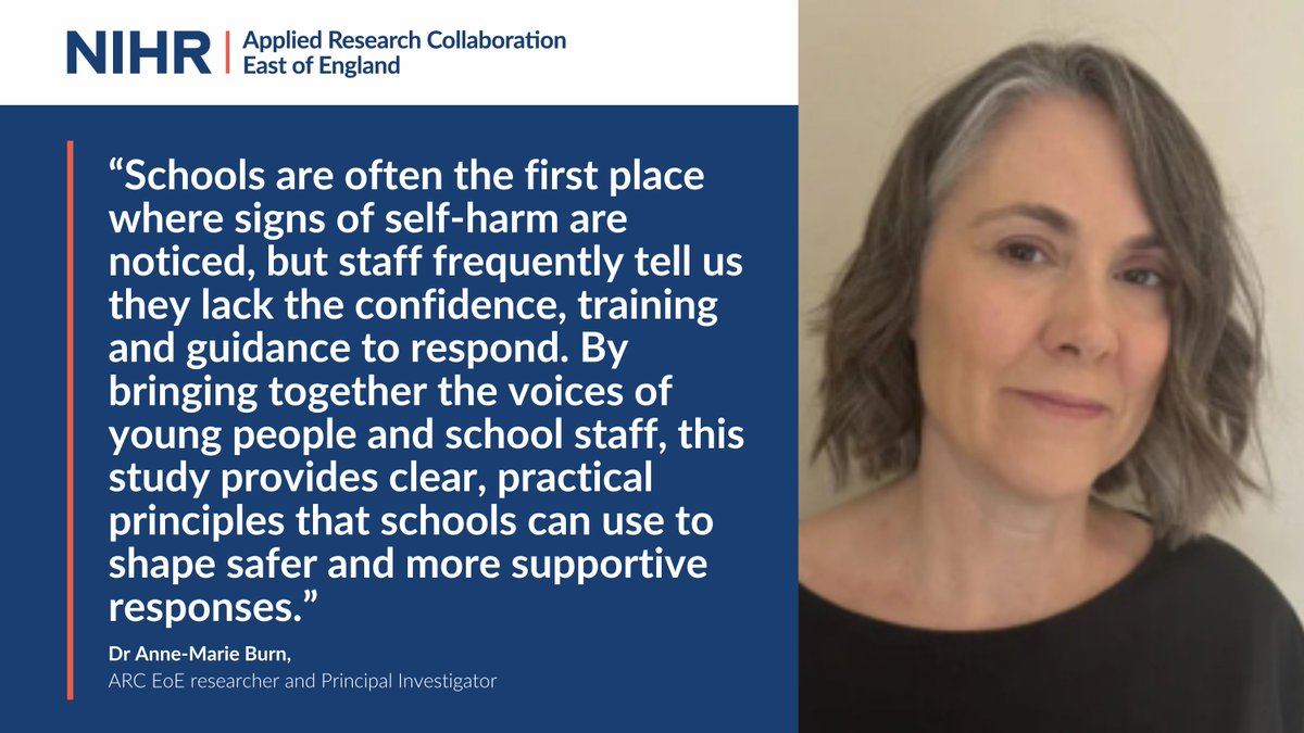 ARC_EoE's tweet photo. 🌟 An @ARC_EoE study, developed in collaboration with young people and school staff, has produced evidence‑informed principles to help guide whole‑school approaches to addressing self‑harm among pupils.

Read more in our latest article here➡️https://t.co/aRveBsw92W https://t.co/05Lg9YcK4S