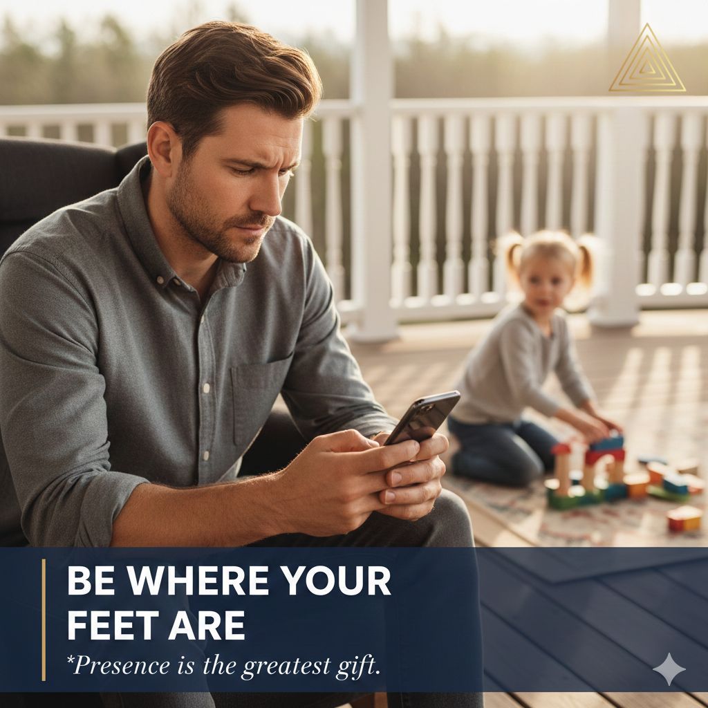FatherFFormula's tweet image. If your feet are at home, your mind should be there too.
 Try this: 1 deep breath + phone face down + 10 minutes of play.

#BeWhereYourFeetAre #PresentDad #Fatherhood #Mindfulness #DadHabits #FamilyTime #WorkLifeBalance