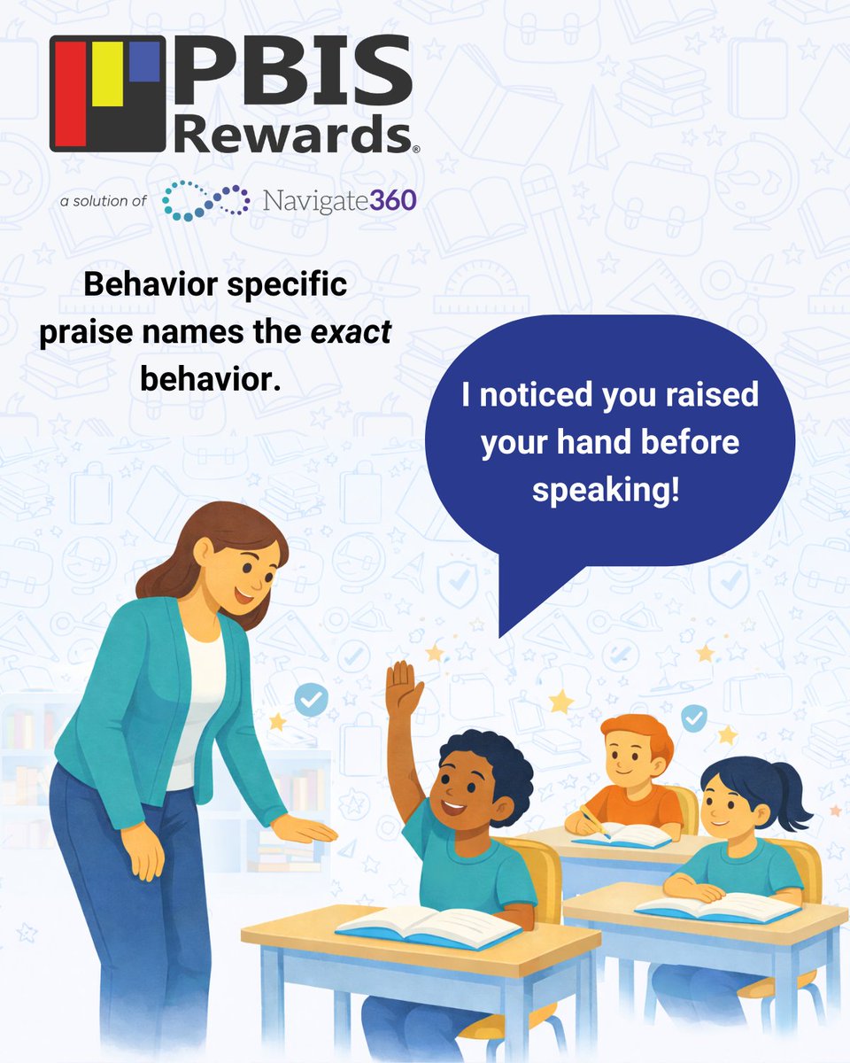 PBISRewards's tweet image. “Good job” isn’t the goal. Understanding success is.

Behavior specific praise helps students recognize what they did right—and do it again.

Read the blog: hubs.la/Q040NP1B0

#BehaviorSpecificPraise #PBISRewards #PositiveReinforcement