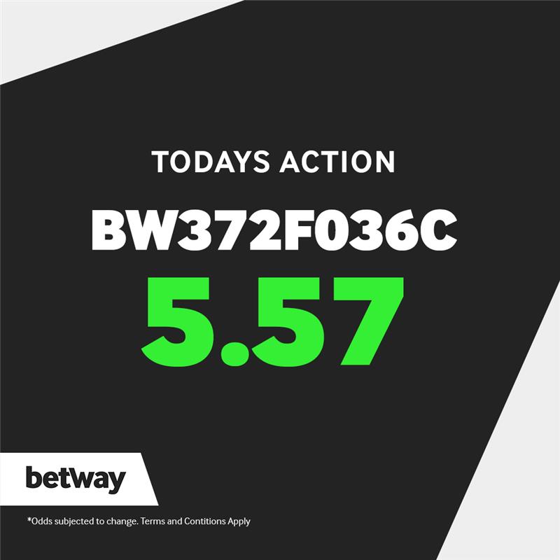 🔥 Today’s Action is LIVE!

Your boosted pick for the day is BW372F036C with odds of 5.57 💥

Are you backing it?

Drop your thoughts below and let’s ride! ⚽💚

Place your bets 👉 bit.ly/44xHtkR-Betway…

#Betway #BetwaySquad #BetResponsibly