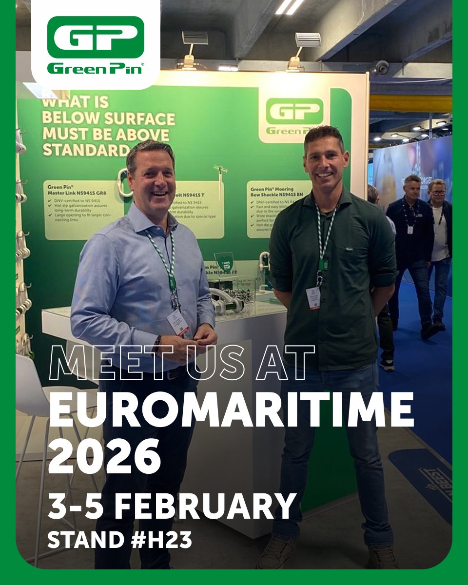 Meet us at #Euromaritime2026 in Marseille! From shipbuilding to offshore, Green Pin® delivers safe, reliable rigging—backed by 100+ years of expertise. Visit us at stand H23 with Traction Levage.

#riggingmadeeasy #maritimeindustry