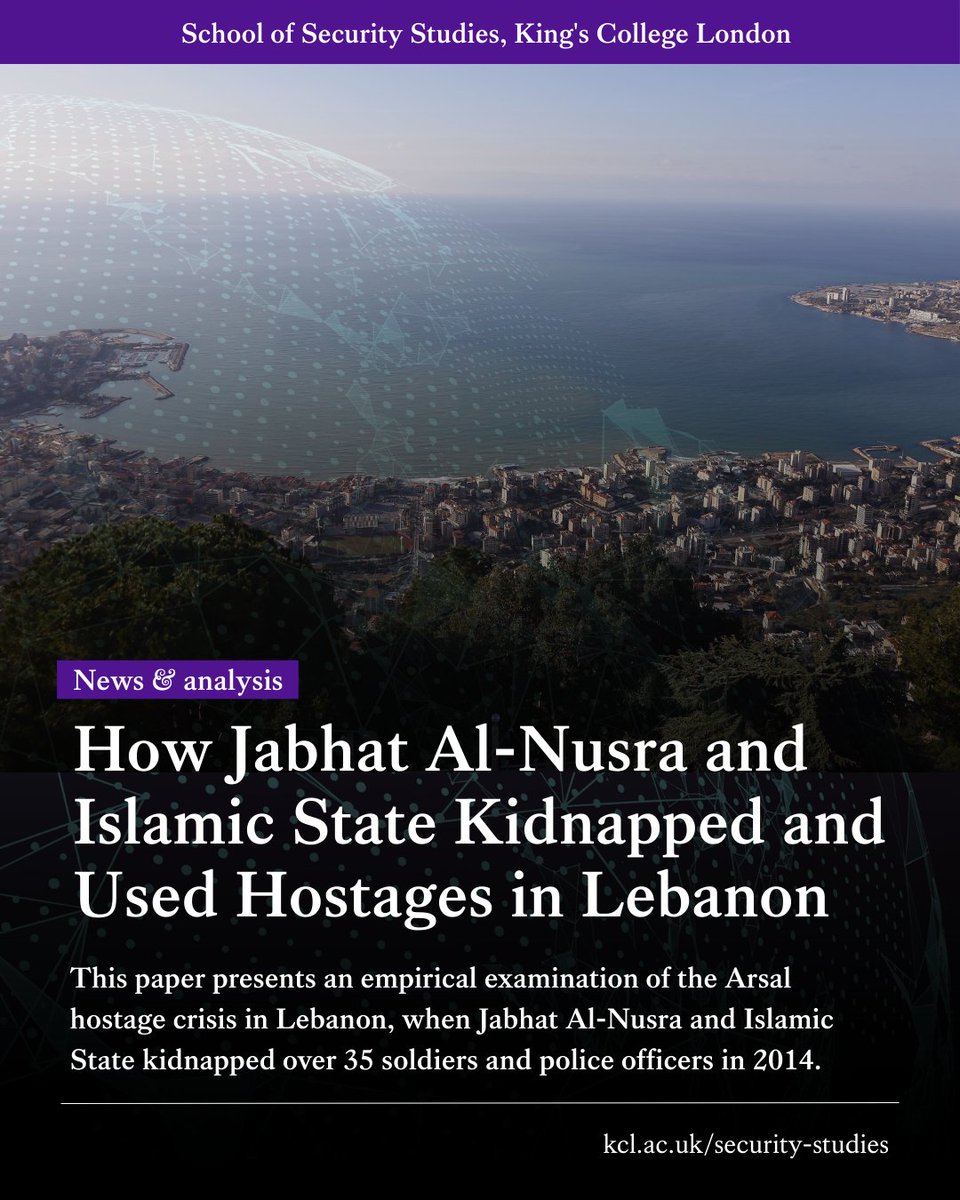 In this paper Dr <a href="/rajanbasra/">Rajan Basra</a> and Dr Craig Larkin (<a href="/irisharab7/">Craig Larkin</a>) present an empirical examination of the Arsal hostage crisis in Lebanon, when Jabhat Al-Nusra and Islamic State kidnapped over 35 soldiers and police officers in 2014.

🔗 Read more: ow.ly/eVge50Y5oBu