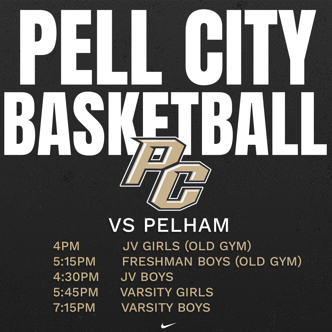 🏀 GAME DAY 🏀
Pell City Basketball vs Pelham
JV Girls – 4:00 (Old Gym)
Freshman Boys – 5:15 (Old Gym)
JV Boys – 4:30
Varsity Girls – 5:45
Varsity Boys – 7:15

#WeArePC #GameDay