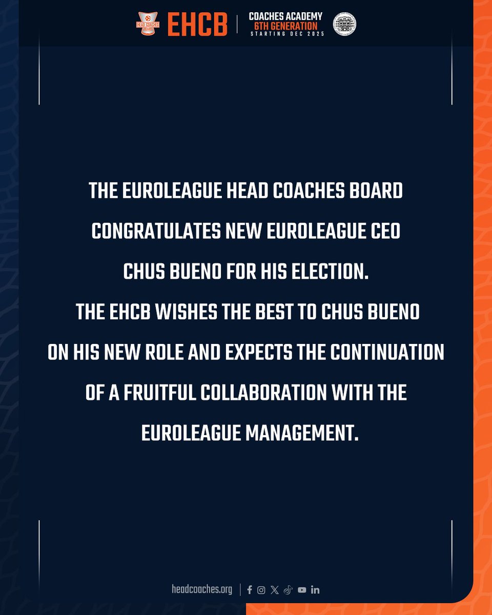 EuroLeague Head Coaches Board - EHCB tweet media