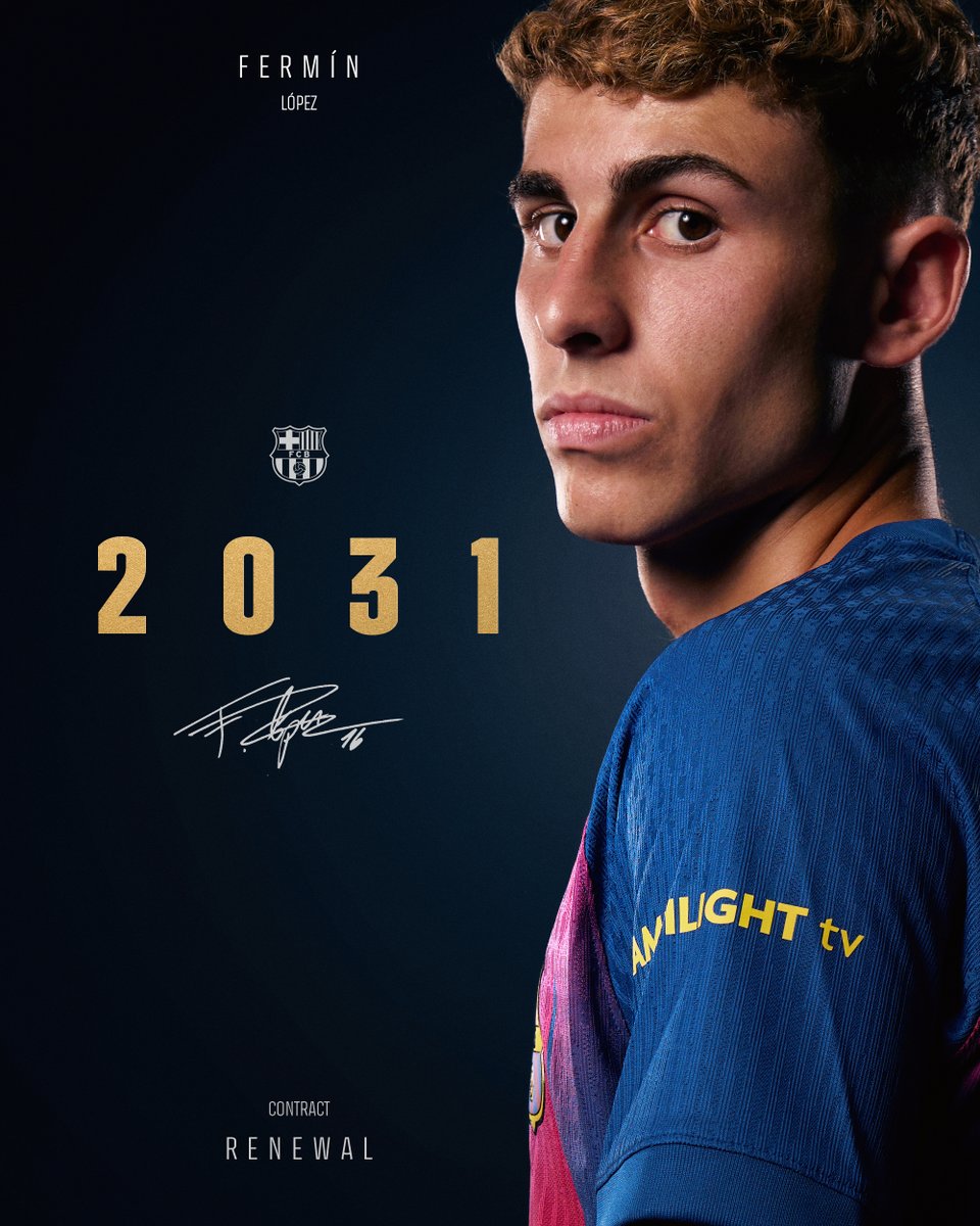 Il a l'amour du maillot du Barça. Il défend les couleurs du Barça. Il continue au Barça. Fermín Lopez 2031. 💙❤️