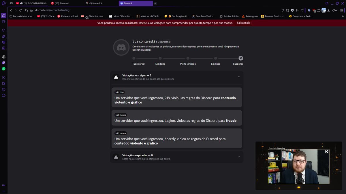 pwdraooo's tweet photo. @discord @discord_support E aí, Discord. É incrível quantas pessoas usam a plataforma para coisas extremas e seguem impunes. Enquanto isso, fui banido injustamente apenas por estar em um servidor, sem qualquer envolvimento, participação ou apoio a irregularidades. https://t.co/mqCiS4RdnR
