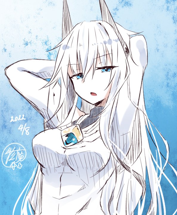 「本日のお題が「白髪」なので。 【できあく】のメインキャラには白髪の【美】少女がい」|星華　彩二魔＠100日チャレンジ中のイラスト