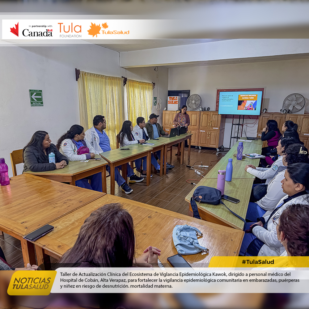 TulaSalud's tweet photo. Taller Kawok en el Hospital de Cobán, Alta Verapaz. Médicos y residentes, junto a #TulaSalud, con apoyo de #TulaFoundation y del #GobiernodeCanadá, fortalecieron la vigilancia comunitaria para reducir mortalidad materna e infantil.
#Kawok #SaludMaterna #AltaVerapaz #TulaSalud https://t.co/3TpDAATCj4
