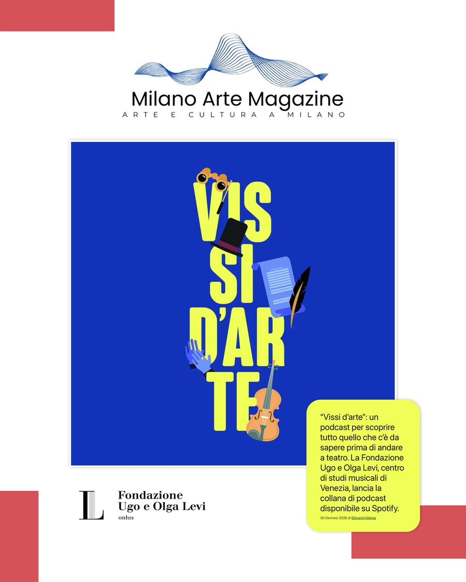 La Fondazione Ugo e Olga Levi, centro di studi musicali di Venezia, lancia su Spotify il podcast "Vissi d'arte": una collana di 7 episodi per scoprire tutto quello che c’è da sapere sul mondo della lirica prima di andare a teatro.
#podcast #spotify #fondazionelevi #venezia