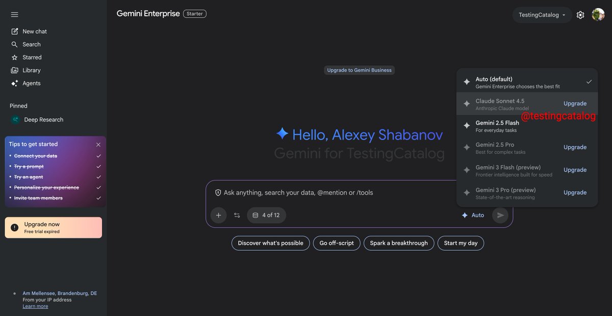 Claude option in Gemini