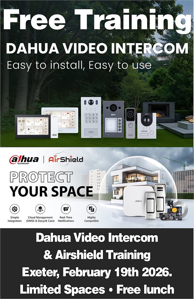 Free Dahua Training - Book Your Place at eurosatwestern.co.uk/training/
#Dahua#DoorEntry#Wireless Alarms