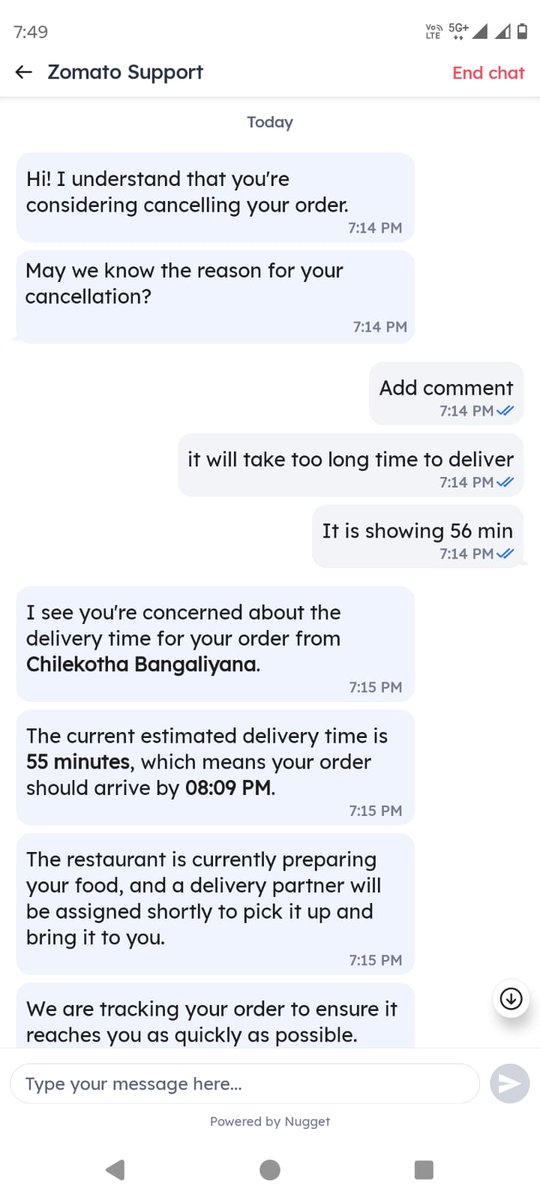 digitalsumanta's tweet photo. 🚨 Extremely disappointed with @zomato support.
I requested immediate cancellation as soon as I saw my order would take 56 mins. Repeated requests on chat were ignored, and the order was still delivered.
This is unacceptable. Screenshots available.
#Zomato #PoorService https://t.co/sPDAB2fGS9