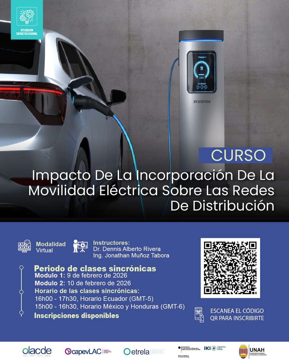 OLACDEORG's tweet image. 🎓⚡ Curso: Impacto de la Incorporación de la Movilidad Eléctrica sobre las Redes de Distribución

Te invitamos a participar en este curso que analiza los efectos de la movilidad eléctrica sobre la generación, transmisión y, especialmente, las redes de distribución, considerando