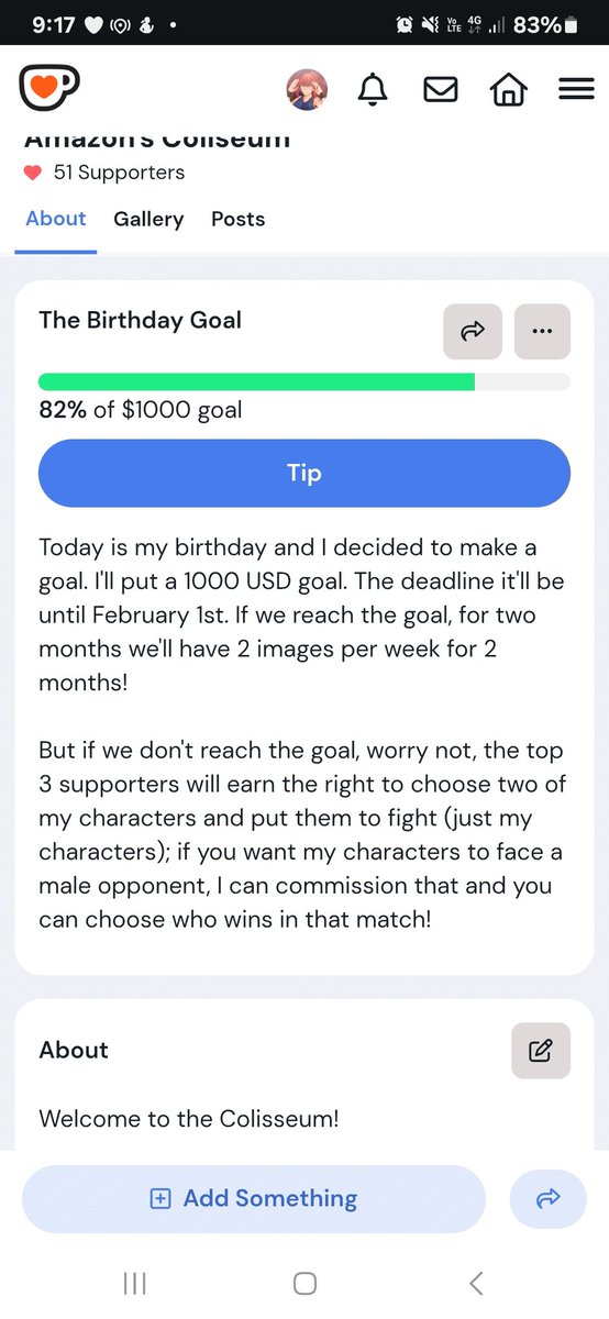 ArchieAgis's tweet image. We're near the deadline but we're just 18% away from the goal! If we reach it, we'll have two images a week for two months!

Also, there's one more place for a third top supporter, so don't miss this opportunity!

Support here: ko-fi.com/amazonscoliseum