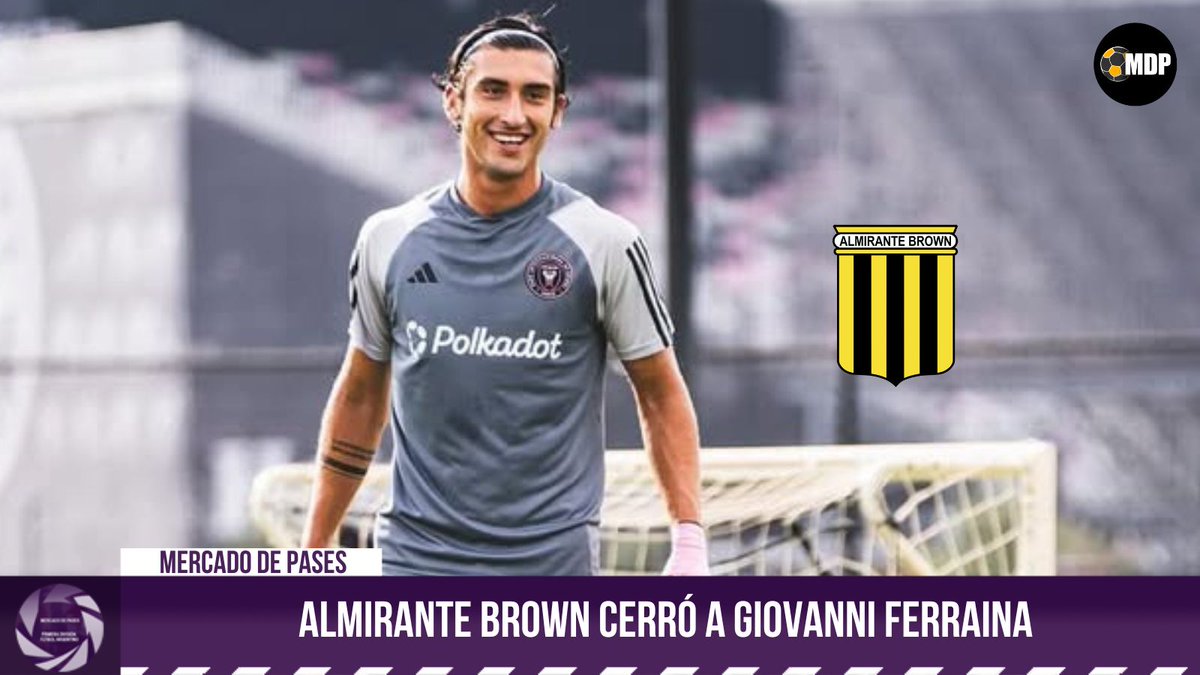 MDePasesPN's tweet photo. #MercadoDePases | 🚨 EXCLUSIVO. Giovanni Ferraina es REFUERZO de #AlmiranteBrown. El defensor de 21 años, de último paso por Inter Miami 🇺🇸, llega a préstamo de #Boca por un año, sin cargo ni opción de compra ✍️🏼. https://t.co/ZinTDowNPA
