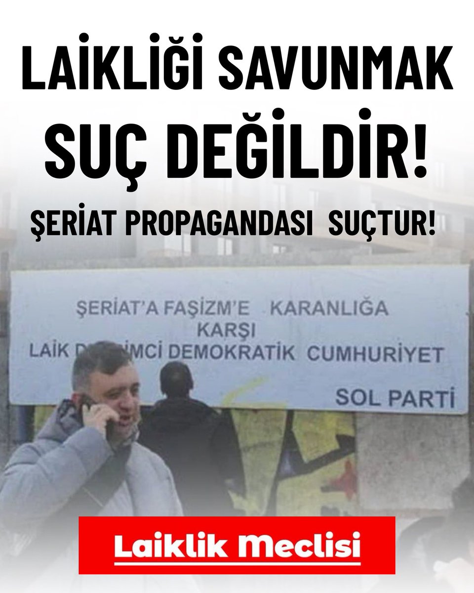 Laikliği Savunmak Değil, Şeriat Propagandası Yapmak Suçtur! 

İstanbul’da SOL Parti üyeleri, astıkları “Şeriata, faşizme ve karanlığa karşı Laik, Devrimci, Demokratik Cumhuriyet” pankartı gerekçe gösterilerek gözaltına alınmış, ardından Cumhuriyet savcılığınca tutuklama talebiyle