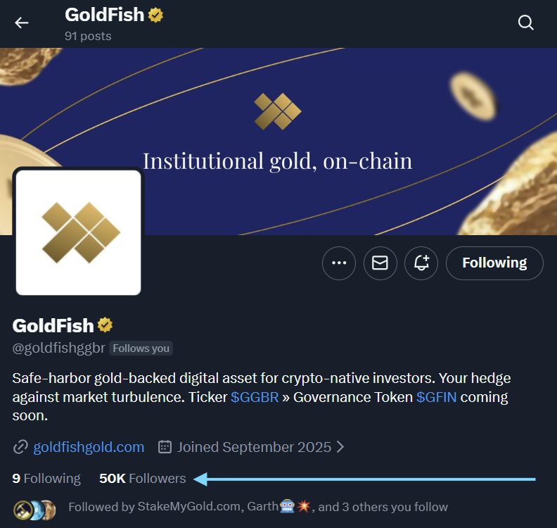 50,000 followers and we’re just getting started! <a href="/goldfishggbr/">GoldFish</a> $GGBR $GFIN

People are still sleeping on the scale of this project. Big things are coming very soon. Keep a close eye on the official channel and my feed for some early hints.