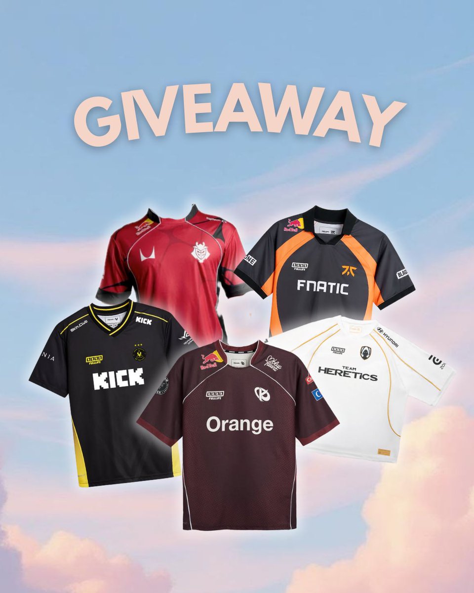 VarizanTom's tweet image. 🎁 GIVEAWAY 

Win the esports jersey of your choice👀  

 @FNATIC 🇬🇧 , @KarmineCorp 🇫🇷, @G2esports 🇪🇺 , @TeamVitality 🇫🇷or @TeamHeretics 🇪🇸. 

To enter: 
- Follow @VarizanTom 
- RT this tweet 

Winner announced next week ! 

Which jersey would you choose? 👀