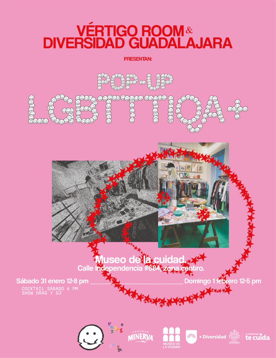 Este fin de semana vamos a hacer un evento en el Museo de la ciudad con Vértigo y estoy muy feliz y emocionado. 

Además vamos a poner musiquita varias amix y elsábado en el cocktail a las 6 pm van a estar Maria y Häxan dando show. 

Una oportunidad para apoyar a creativxs LGBT+