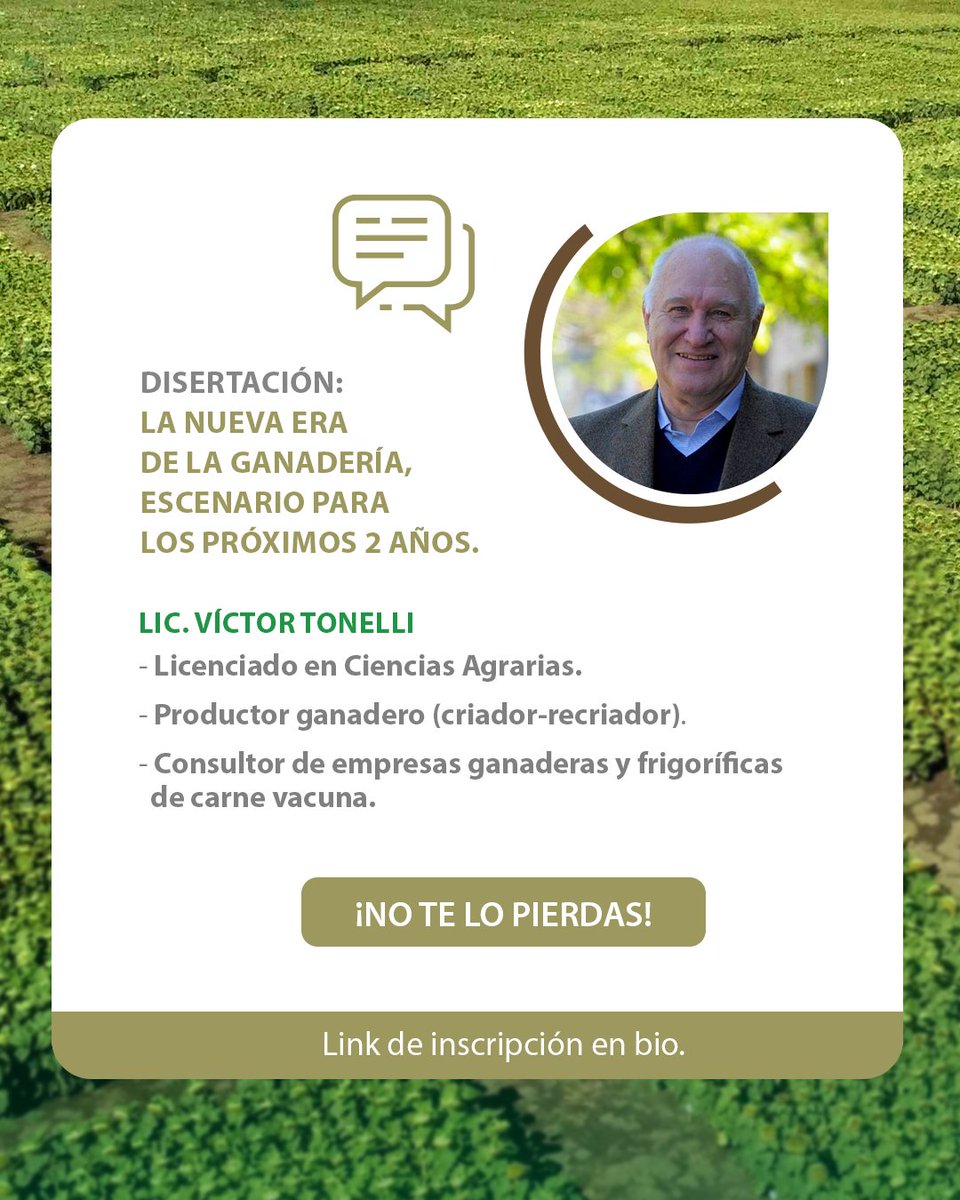 🌱 #DíaDeCampo2026 | Disertantes invitados

🌾🐂 Lic. Víctor Tonelli
 🗣 La nueva era de la ganadería: escenario para los próximos 2 años.
🌾🐂 Lic. Agr. Ph. D. Juan C. Elizalde
 🗣 El boom ganadero ya llegó, ¿y ahora qué hacemos?

👉 Registrate: forms.gle/VizN2c3LS6pGSc…