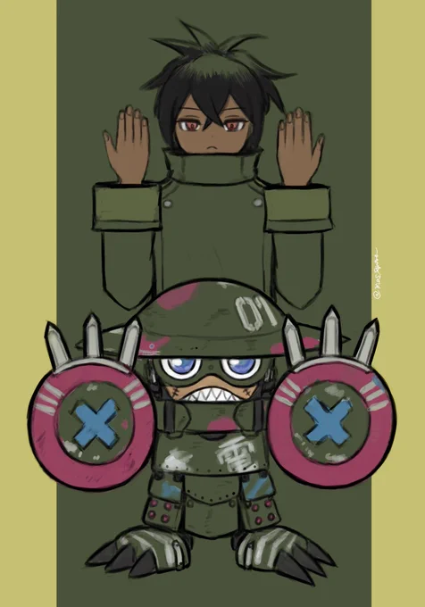 病み上がりのお絵描き。 グラニットとルドモン