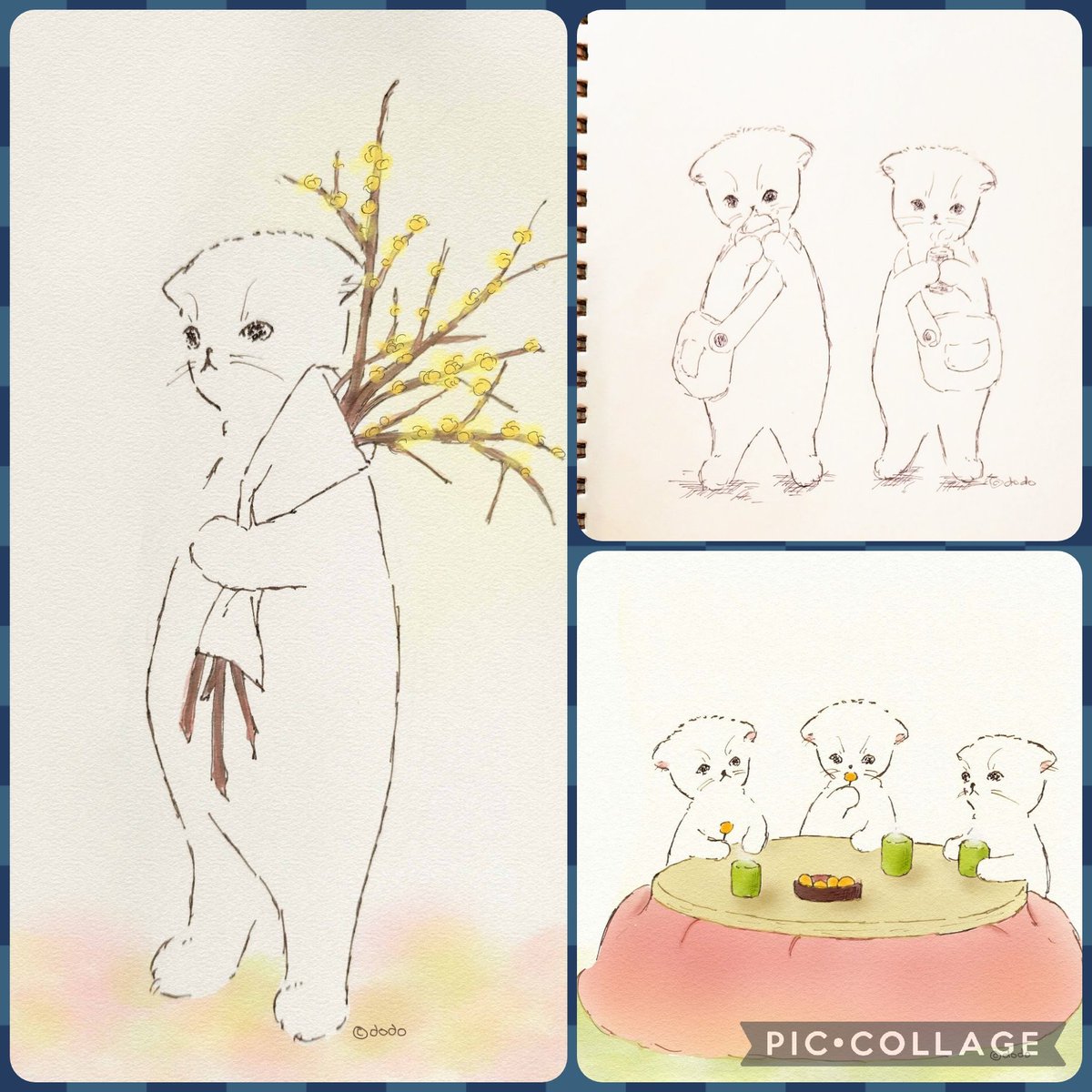 もう明日で1月終わりなんですね。今年最初の #今月描いた絵を晒そう 今月もありがとうございました🙇来月も猫たちともども、よろしくお願いします🙇 #猫 #みんなで楽しむTwitter展覧会