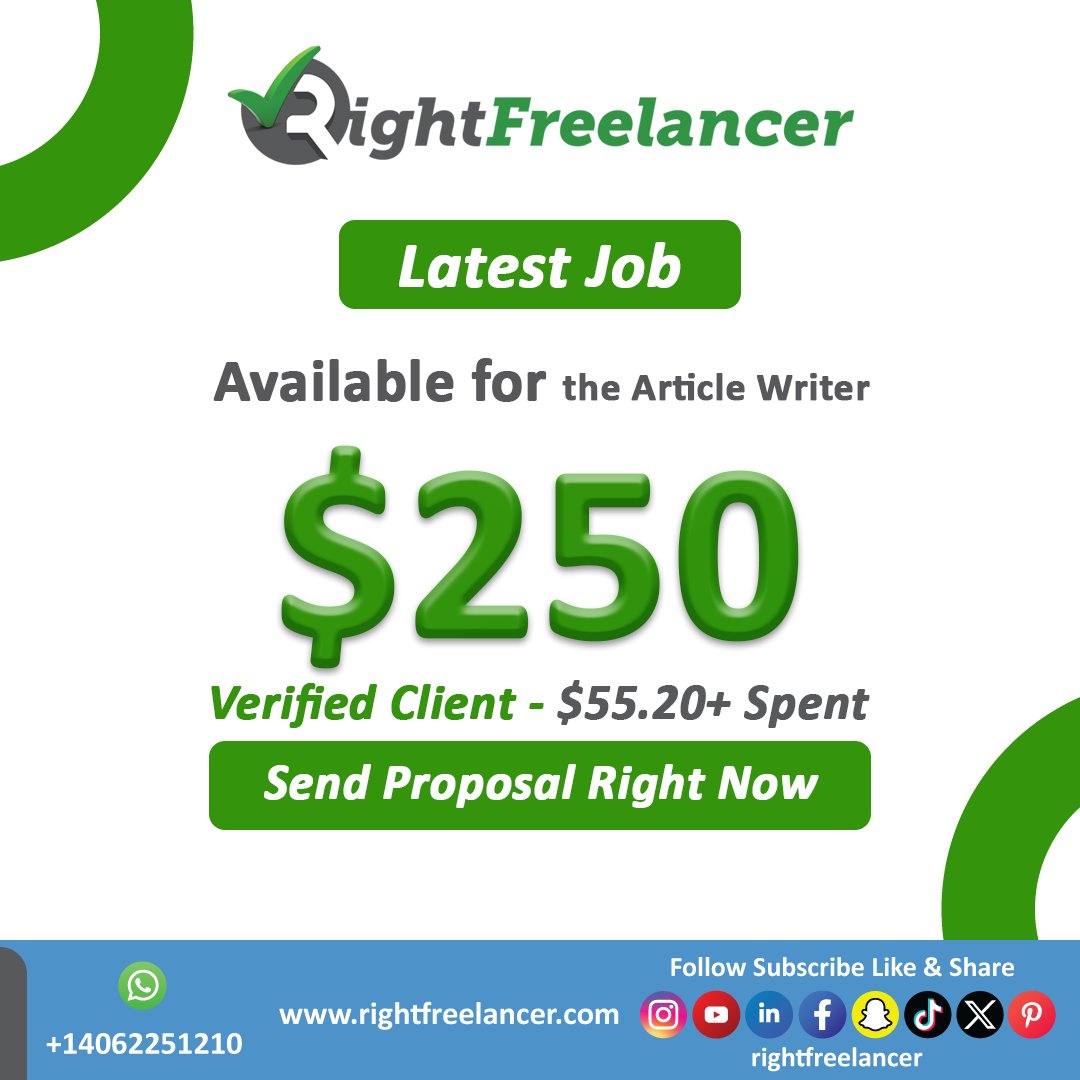 freelancerright's tweet photo. Latest Job Available for the #Article Writer
Typing, #Writing &amp; Data Entry Executive
Verified Client - $55.20+ Spent
Send #Proposal Right Now
https://t.co/N7w801KeRA https://t.co/lopMOUjaRA