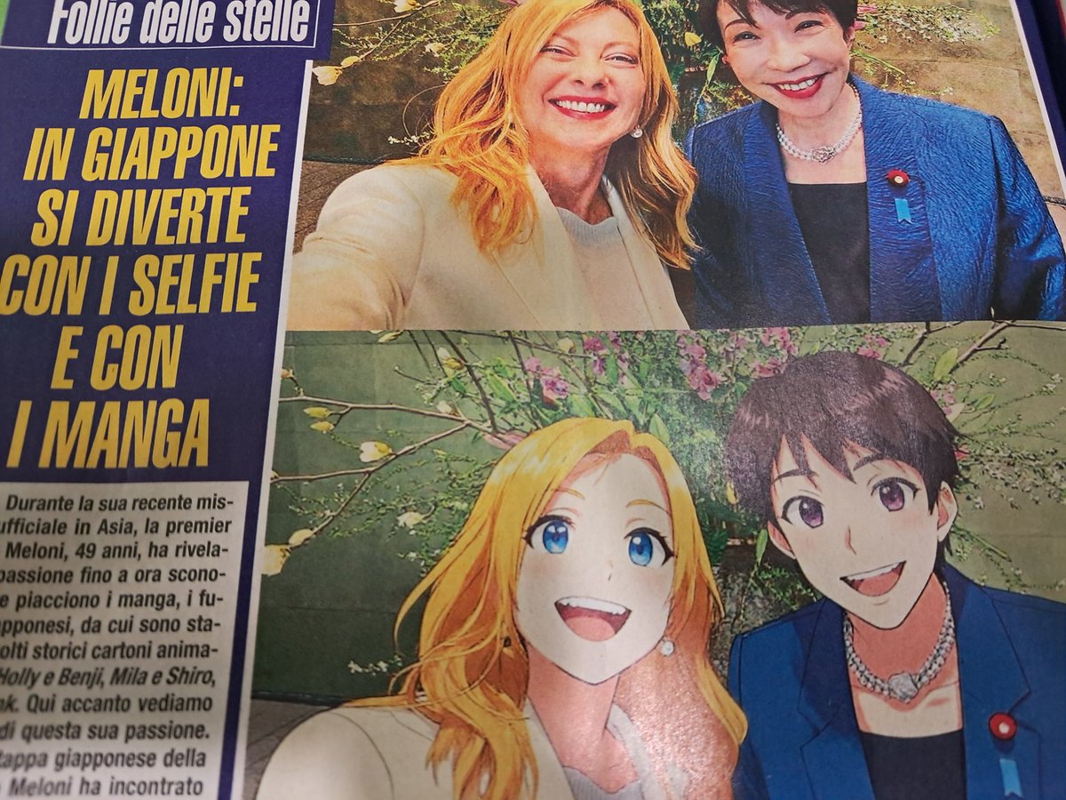 La premier <a href="/GiorgiaMeloni/">Giorgia Meloni</a> con la presidente <a href="/amb_giappone/">Ambasciata del Giappone in Italia</a> tra selfie e <a href="/manga/">seth</a>