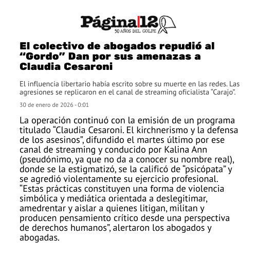 JAJAJA, Página 12 salió a llorar por mi informe de Cesaroni.

Sí, los mismos que difaman al Presidente con fakes ahora lloran un informe que grabé en el living de mi casa citando fuentes que la propia Cesaroni facilitó públicamente.

Por cierto, chicos, se olvidaron de mencionar