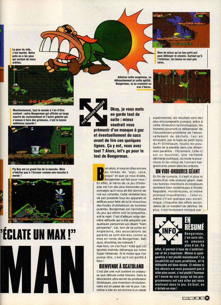 AllmightoFranky's tweet image. On passe aux tests avec celui de #BoogerMan que j'adorais sur la #SuperNintendo! 4 pages de test SVP!! 3/5