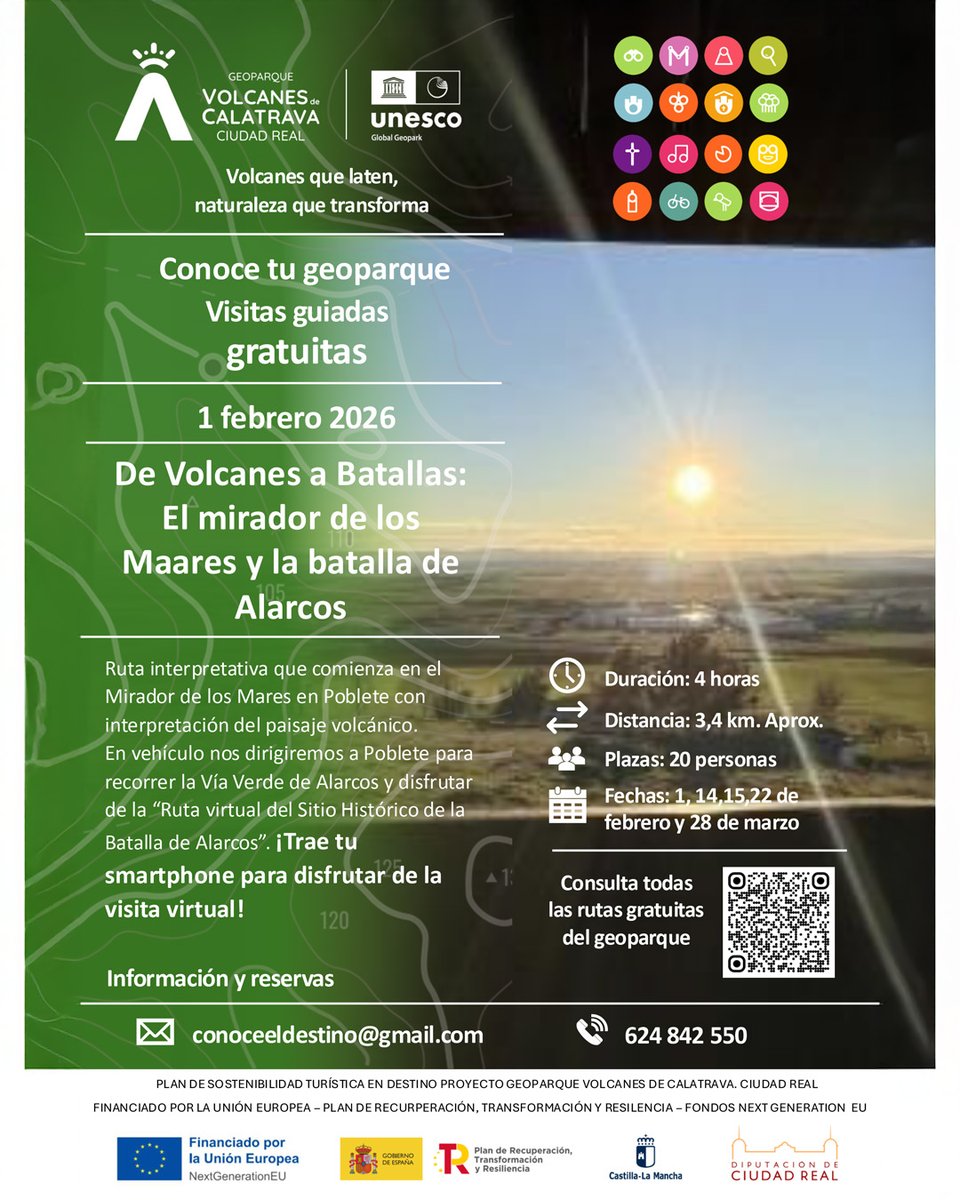 GeoParqueVolcan's tweet photo. 📷 RUTA GUIADA
De Volcanes a Batallas: el mirador de los Maares y la batalla de Alarcos
Una ruta interpretativa que conecta geología e historia, donde el paisaje volcánico se convierte en escenario de uno de los episodios más importantes de la Edad Media.
#NextGenerationEU https://t.co/RdjbC8k79E