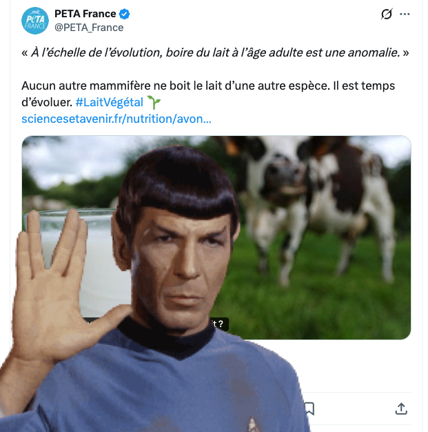 FrancAller_info's tweet photo. Les deux tiers des mammifères se nourrissent d'autres animaux.
Le lait, ça change quelque-chose ? 🤔
Je demande, juste, hein.
#Pataper
#antispécisme #Vegan
#ChassePartage
(oui, je sais, Jean-Kevin, l'argument de #nature v. ton vagissement "moral". Chacun son point de vue, mon chou.)
* Les Zozos #PETA du jour (on peut toujours compter sur eux) : https://t.co/OKjWO6eJYo